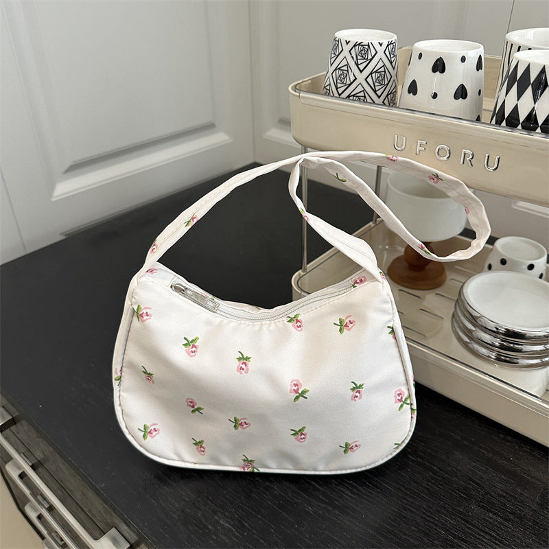 Fresh Floral Canvas Street Underarm Shoulder Bag