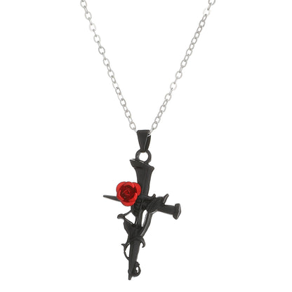 Love Rose Nail Cross Necklace for Women