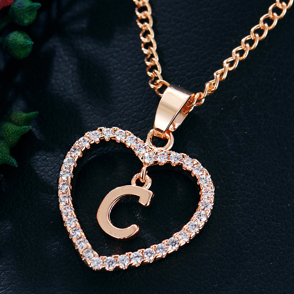 26 Letters Heart-Shaped Pendant Necklace