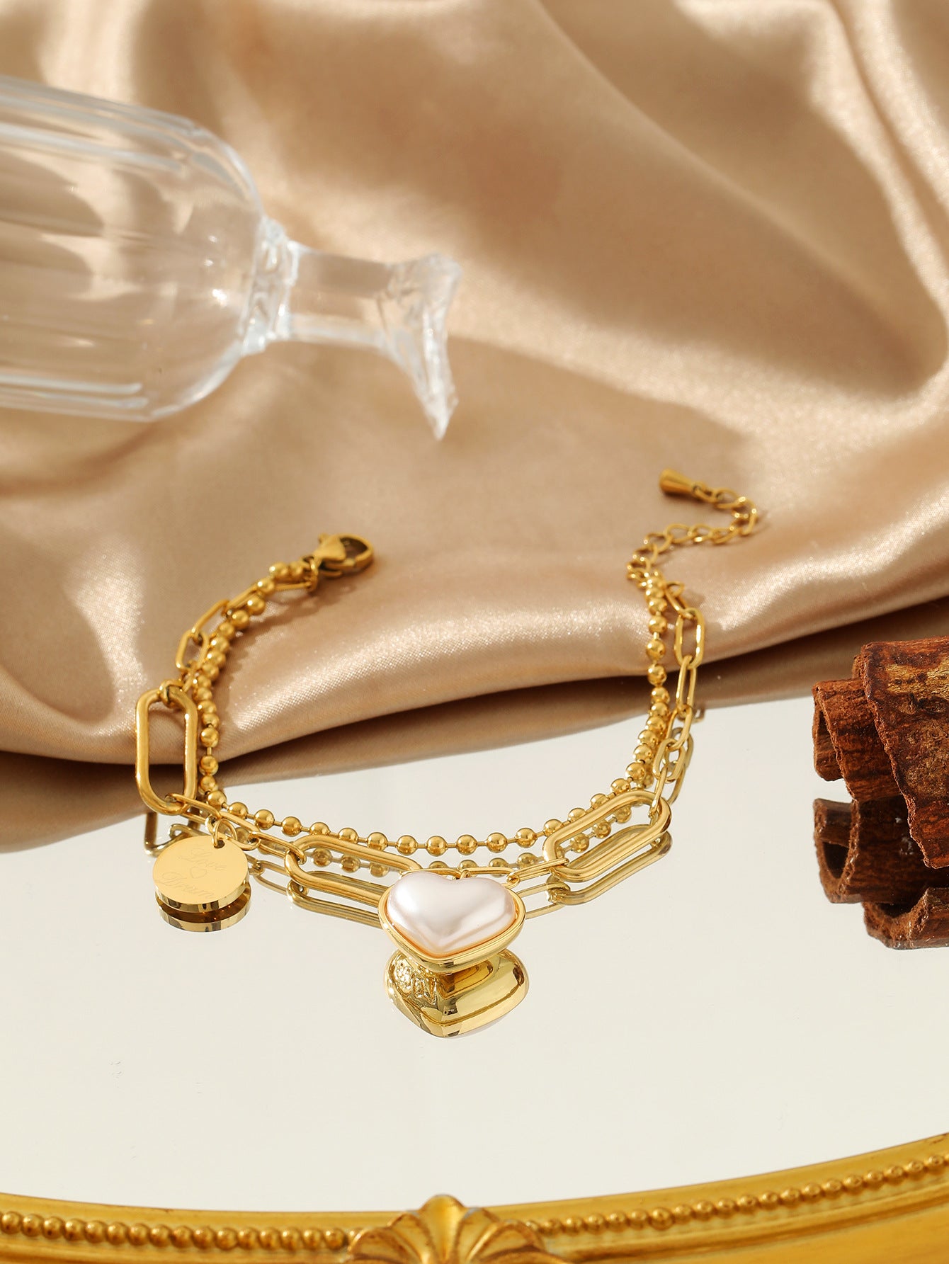 Vintage Heart-Shaped Titanium Steel Bracelet