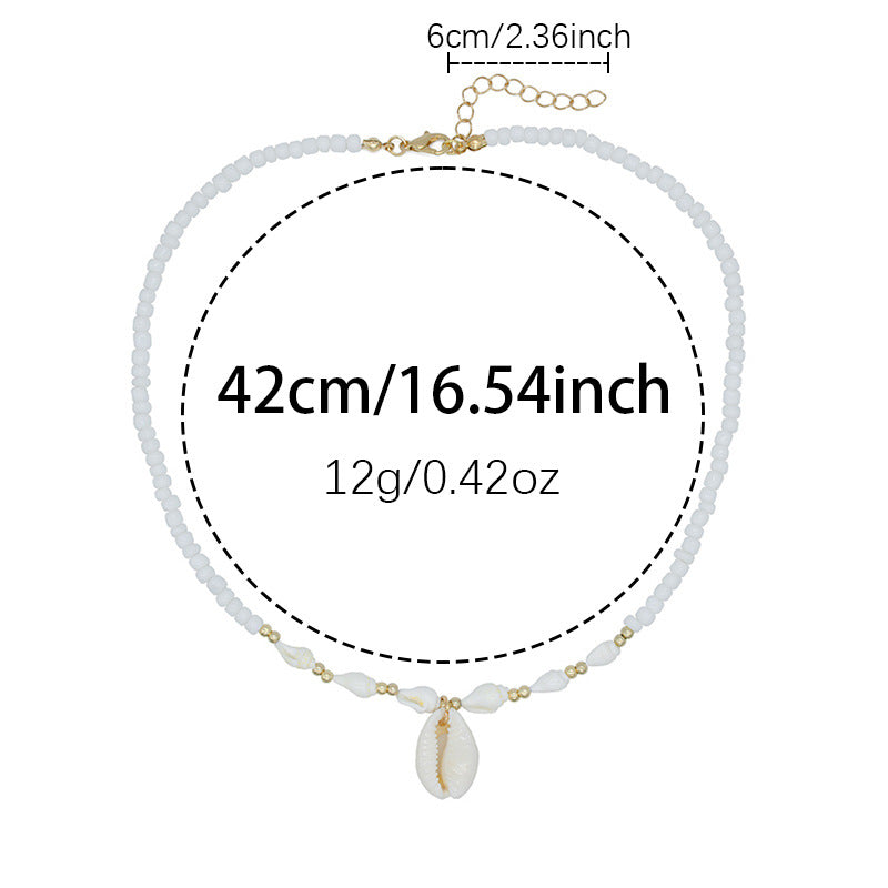Conch White Bead Shell Necklace for Women