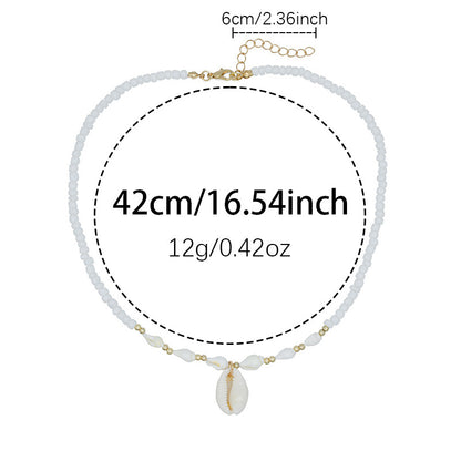 Conch White Bead Shell Necklace for Women
