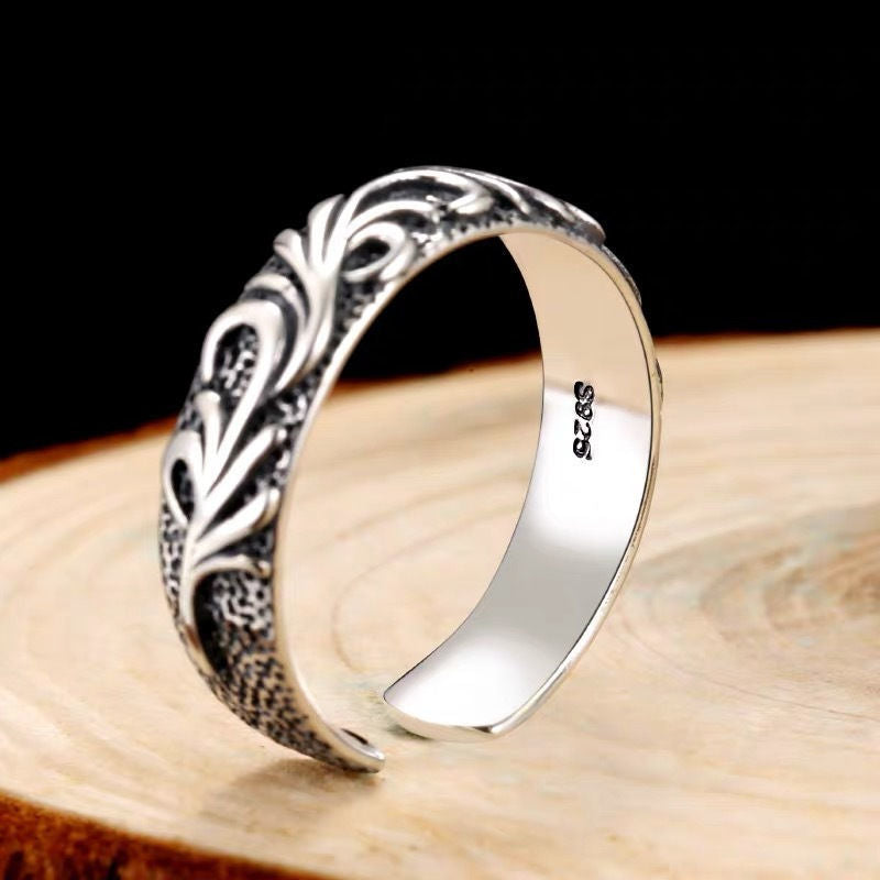 Retro Hip Hop Thai Silver Color Ring