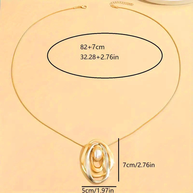 Elegant Irregular Oval Pendant Necklace