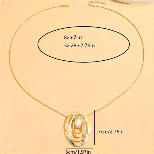 Elegant Irregular Oval Pendant Necklace