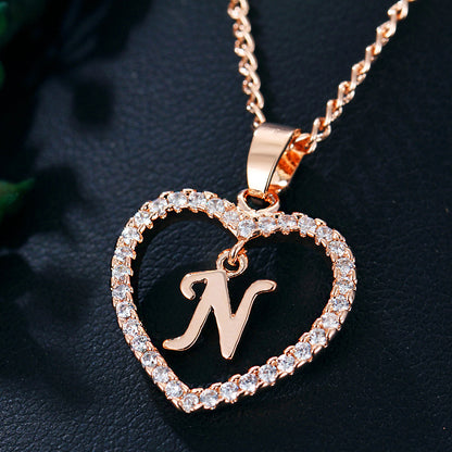 26 Letters Heart-Shaped Pendant Necklace