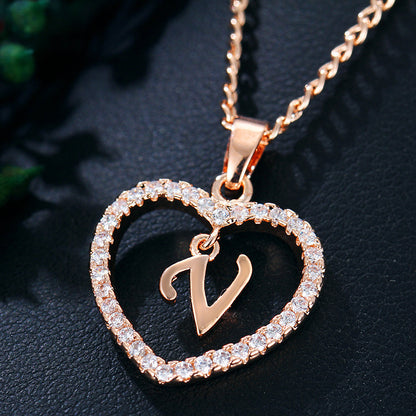 26 Letters Heart-Shaped Pendant Necklace