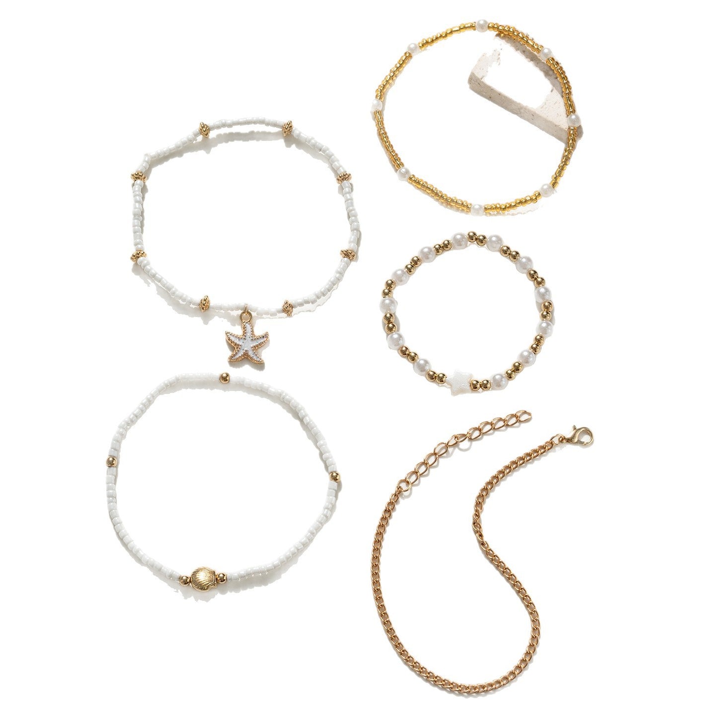 5-Piece Summer Anklet Set for Women