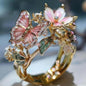 Elegant Flower Butterfly Ring