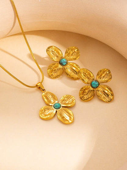Retro Gold Leaf Petal Jewellery Set