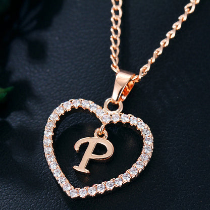 26 Letters Heart-Shaped Pendant Necklace