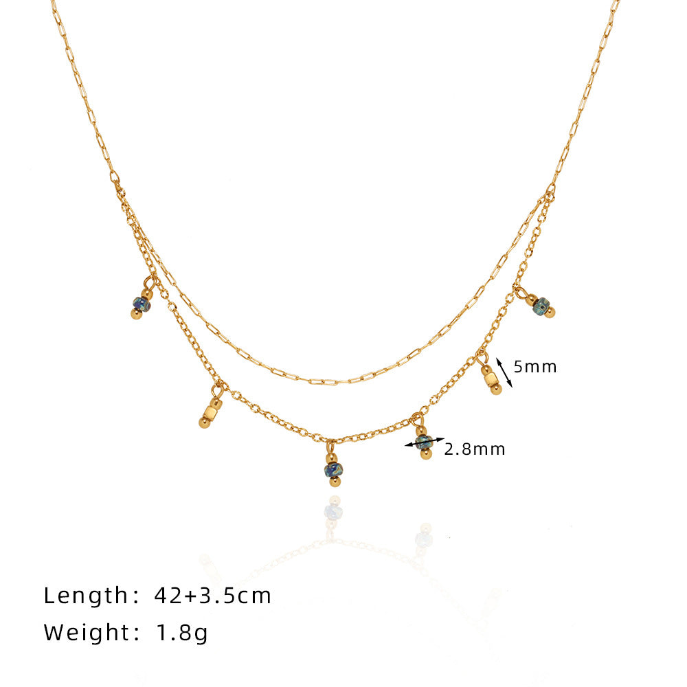 Antique Blue Beads Handmade Pendant Necklace