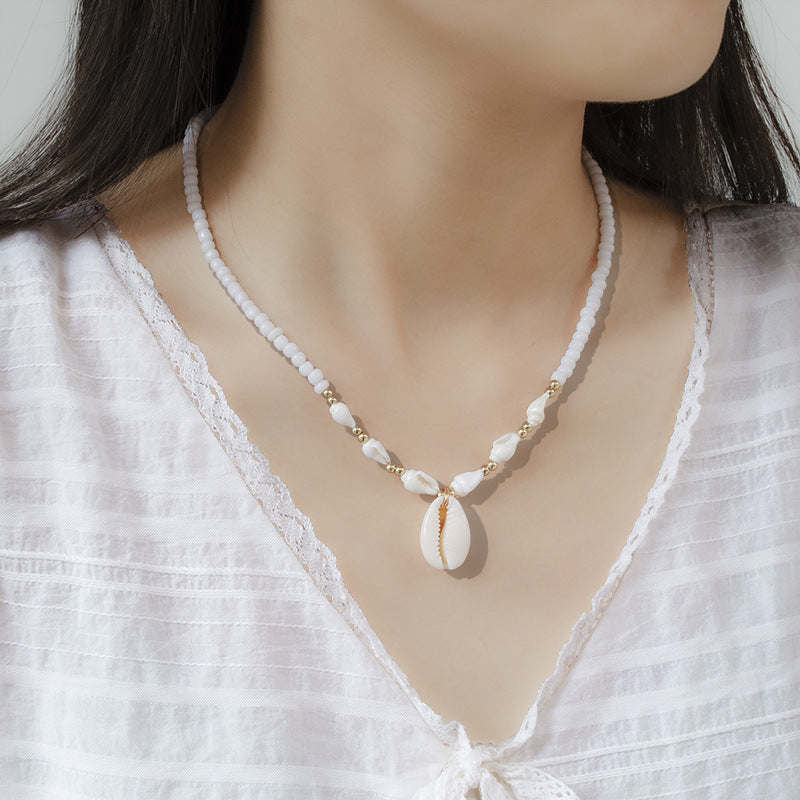 Conch White Bead Shell Necklace for Women