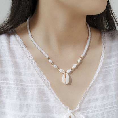 Conch White Bead Shell Necklace for Women