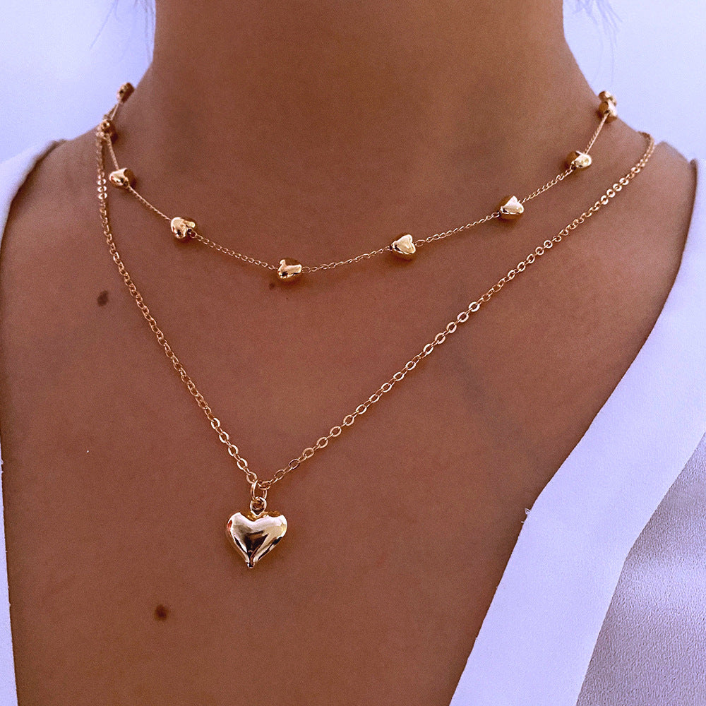 Double Layer Heart Pendant Necklace