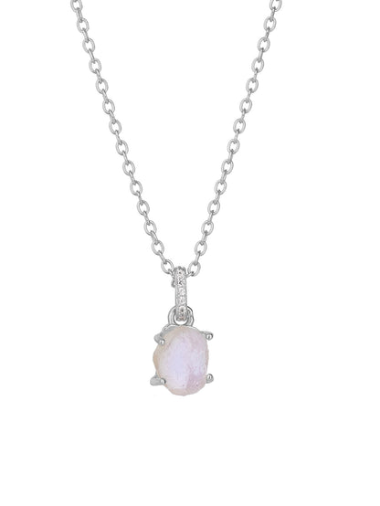 S925 Sterling Silver Moonstone Pendant Necklace