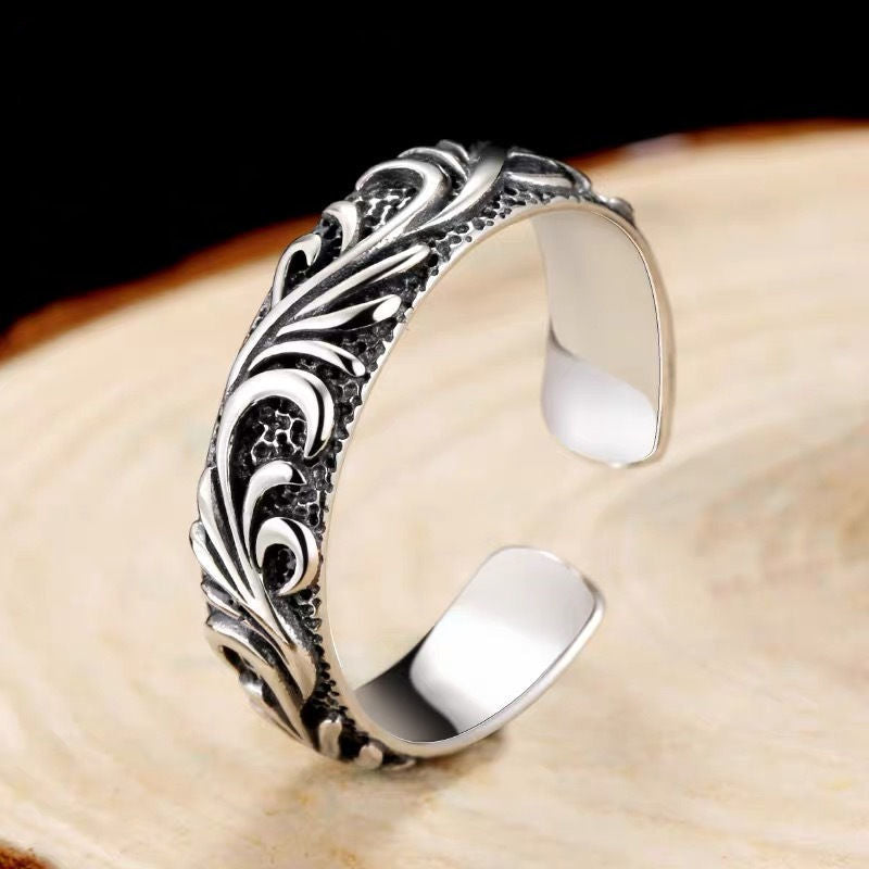 Retro Hip Hop Thai Silver Color Ring