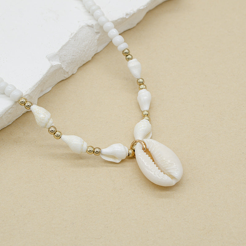 Conch White Bead Shell Necklace for Women