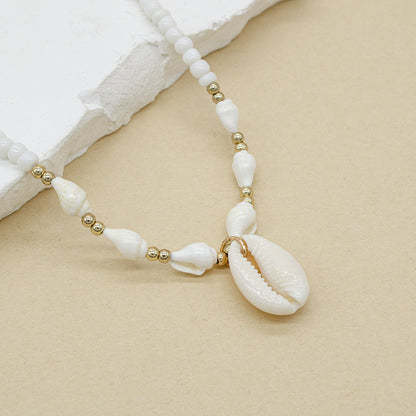 Conch White Bead Shell Necklace for Women