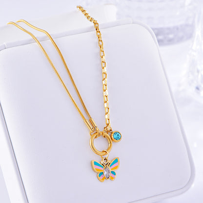 Vacation Style Colorful Butterfly Necklace & Bracelet Set