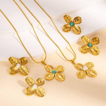 Retro Gold Leaf Petal Jewellery Set