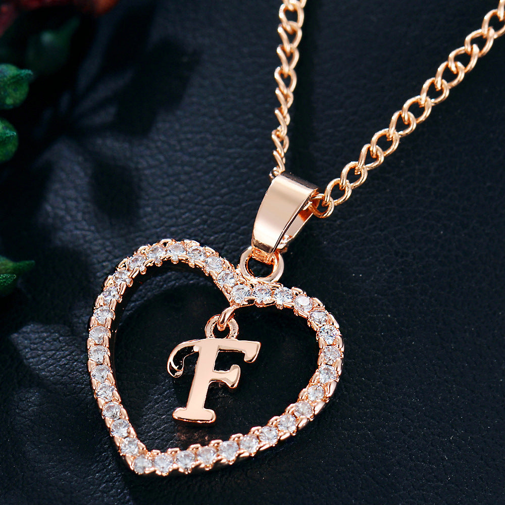 26 Letters Heart-Shaped Pendant Necklace