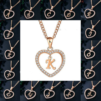 26 Letters Heart-Shaped Pendant Necklace