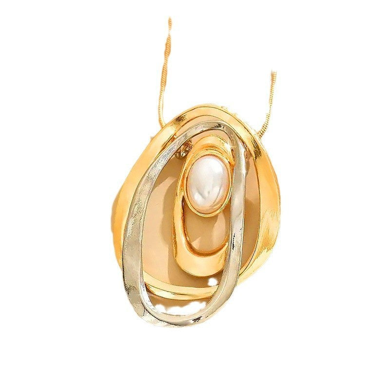 Elegant Irregular Oval Pendant Necklace