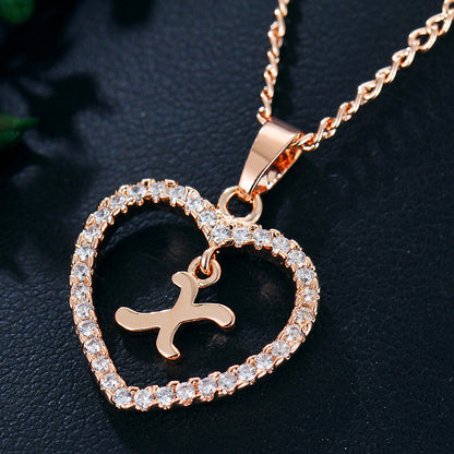 26 Letters Heart-Shaped Pendant Necklace