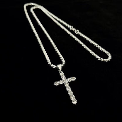 Street Style Diamond Cross Necklace