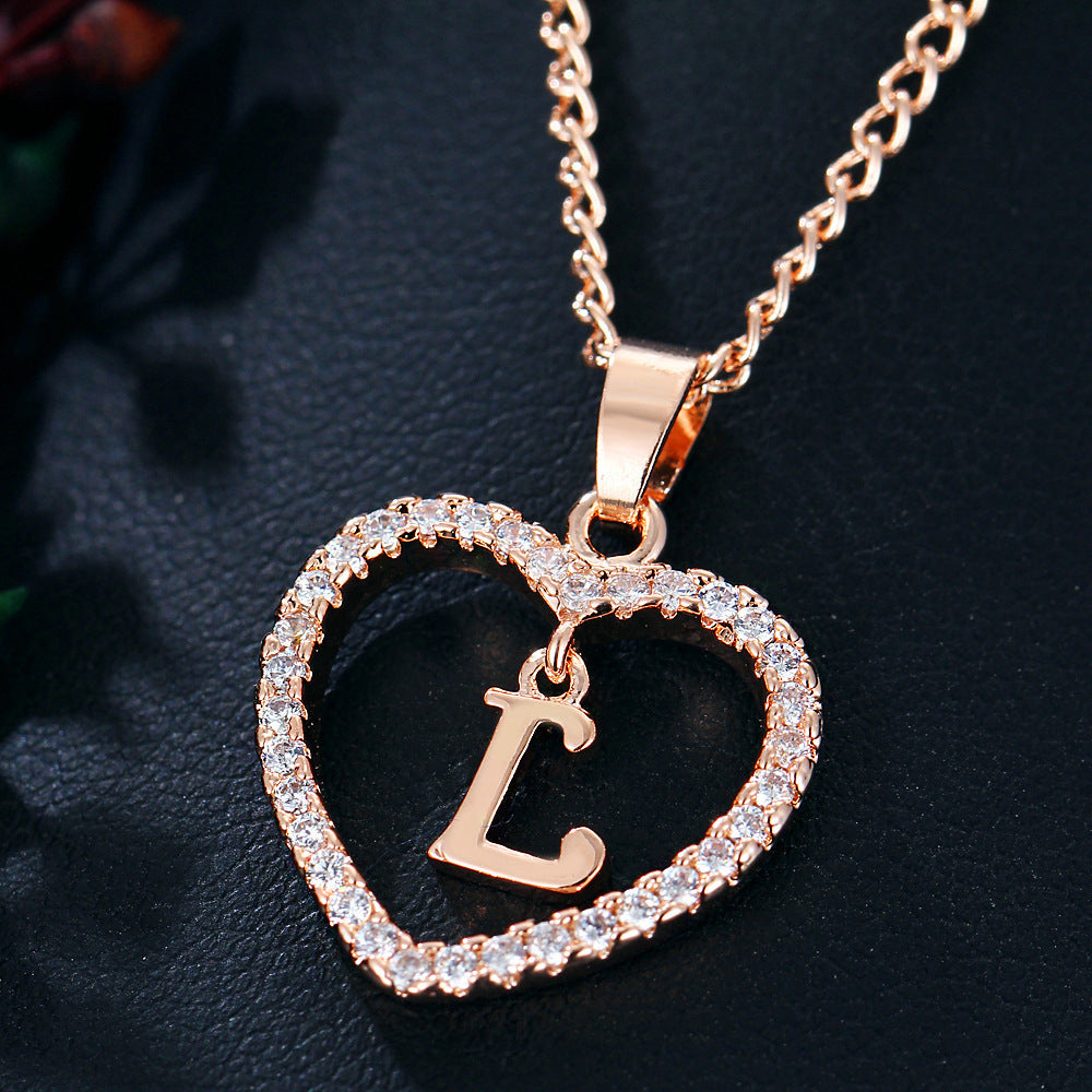 26 Letters Heart-Shaped Pendant Necklace