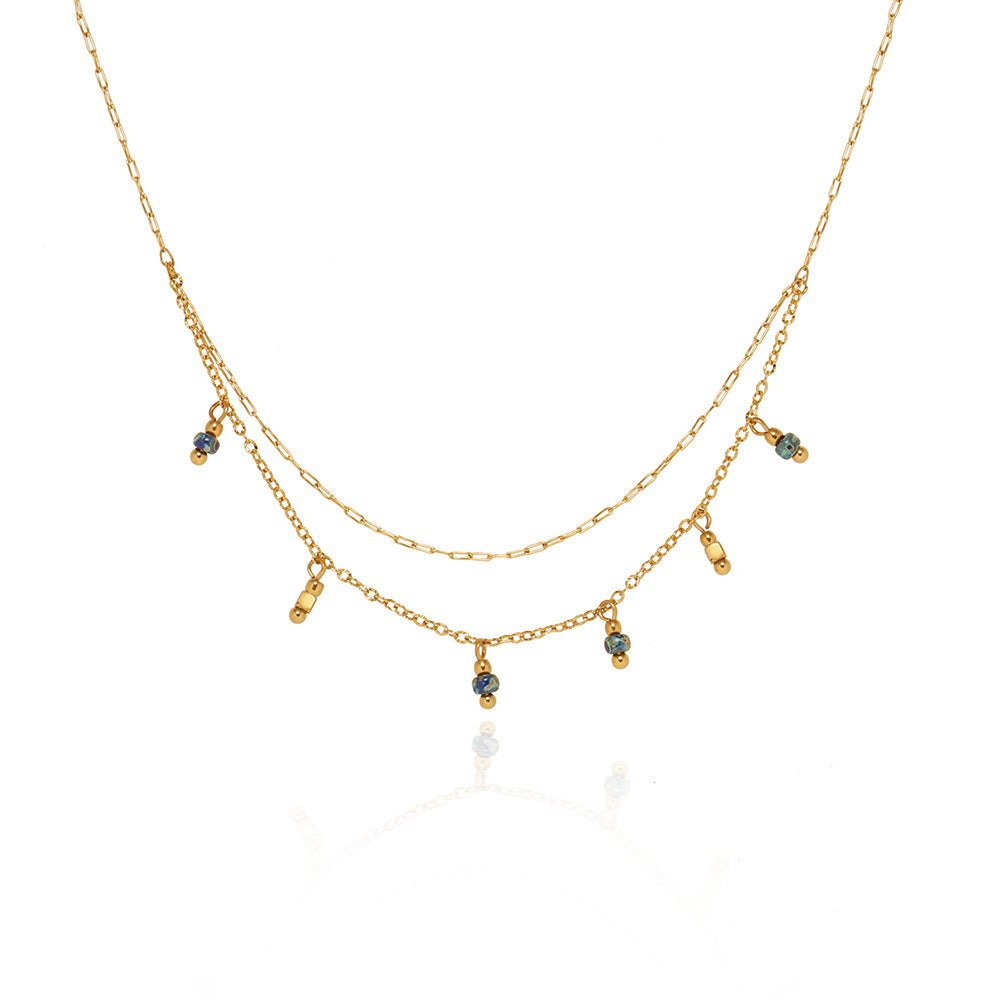 Antique Blue Beads Handmade Pendant Necklace