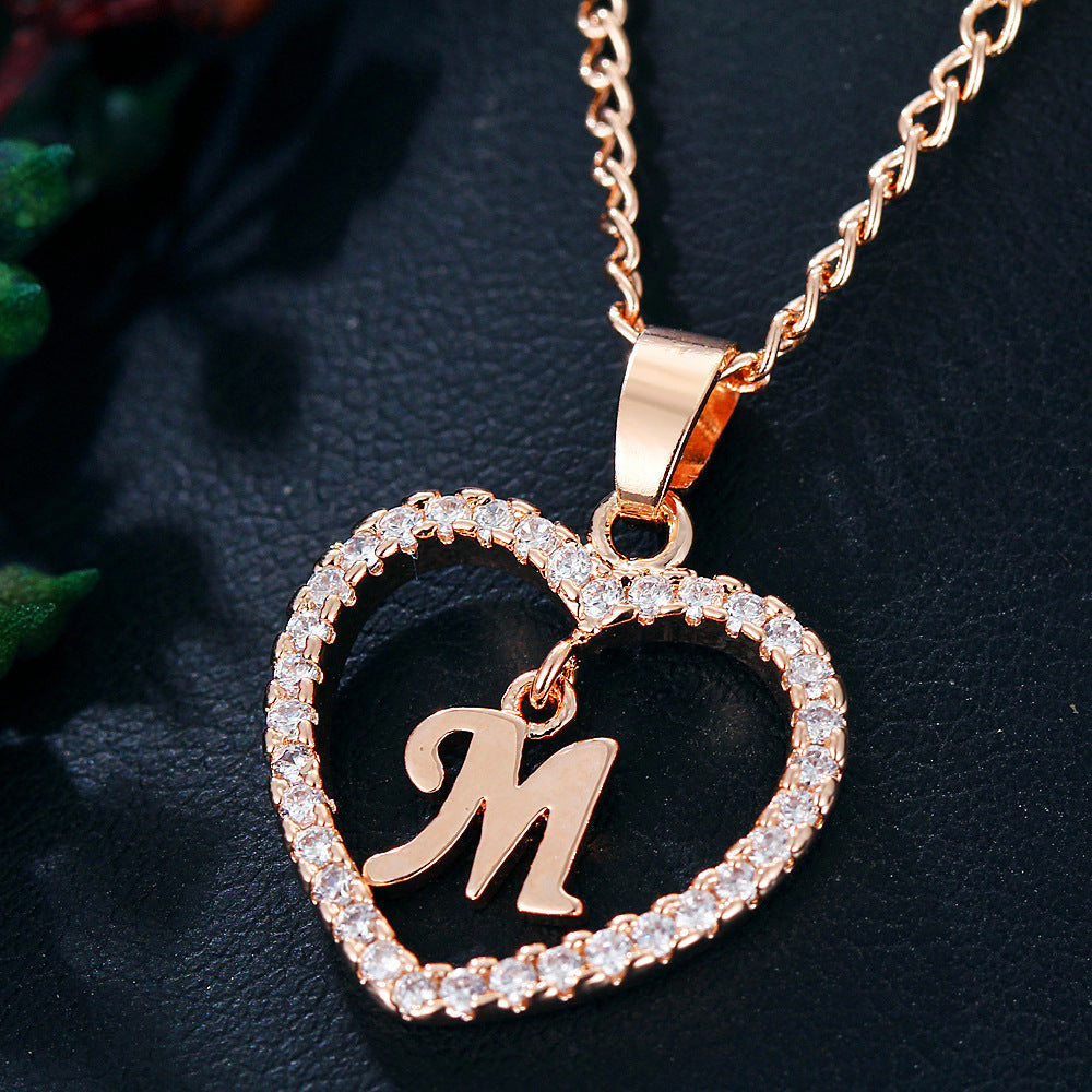 26 Letters Heart-Shaped Pendant Necklace