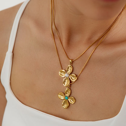 Retro Gold Leaf Petal Jewellery Set
