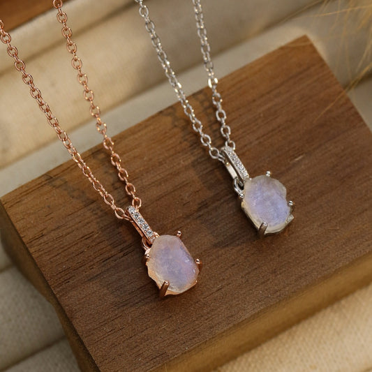 S925 Sterling Silver Moonstone Pendant Necklace