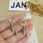 Purple Zircon Tassel Earrings