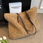 Woven Shoulder Bag, Brown, Khaki, and Green