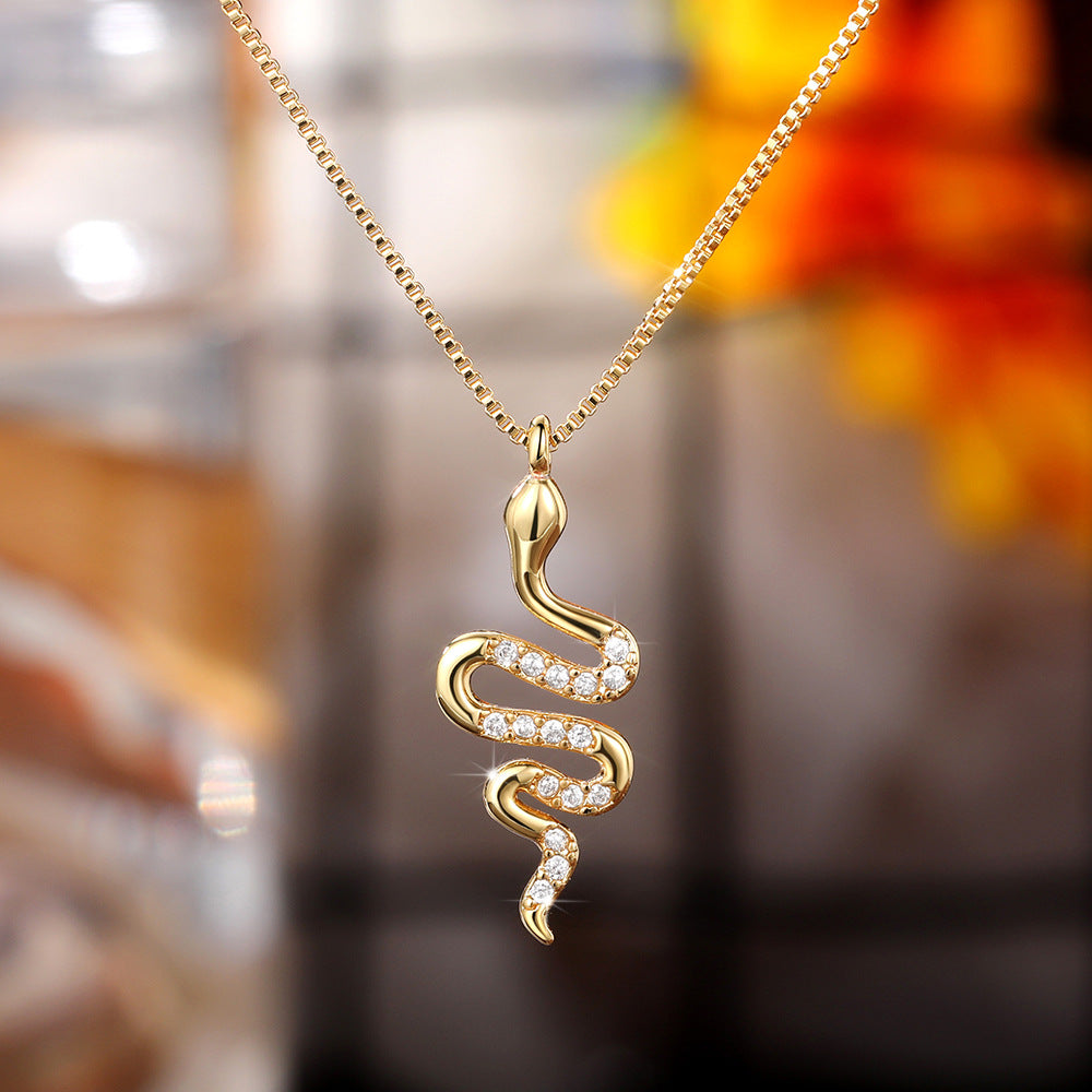 Zircon Snake Pendant Necklace