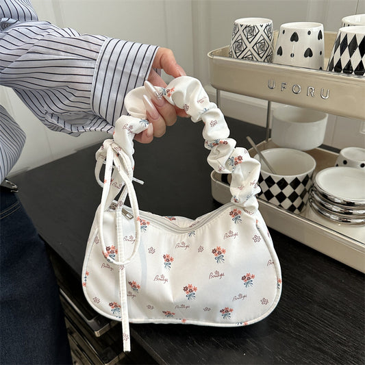 Fresh Floral Canvas Street Underarm Shoulder Bag