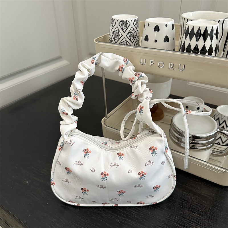 Fresh Floral Canvas Street Underarm Shoulder Bag