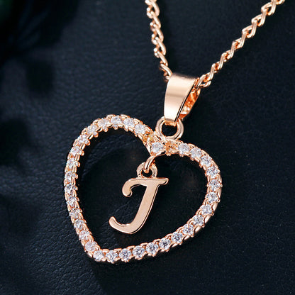 26 Letters Heart-Shaped Pendant Necklace