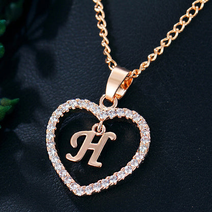 26 Letters Heart-Shaped Pendant Necklace