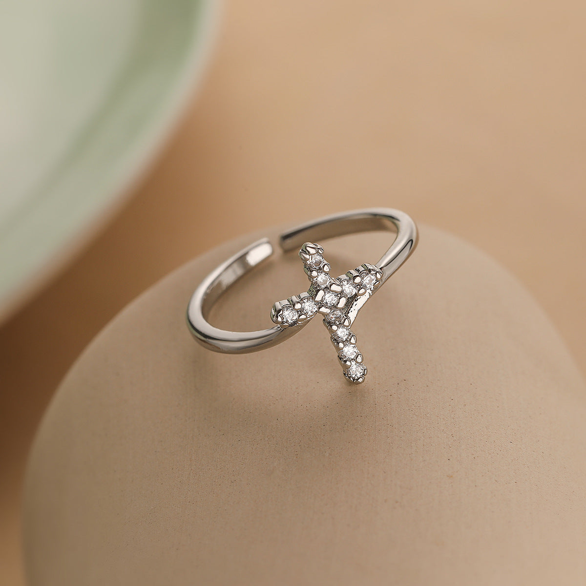 Adjustable Gold-Plated Cross Copper Ring