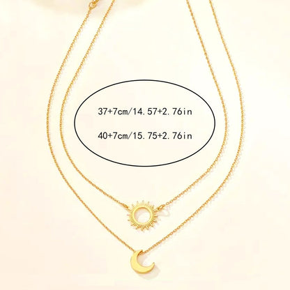 Vintage Sun & Moon Pendant Necklace Set - 2Pc