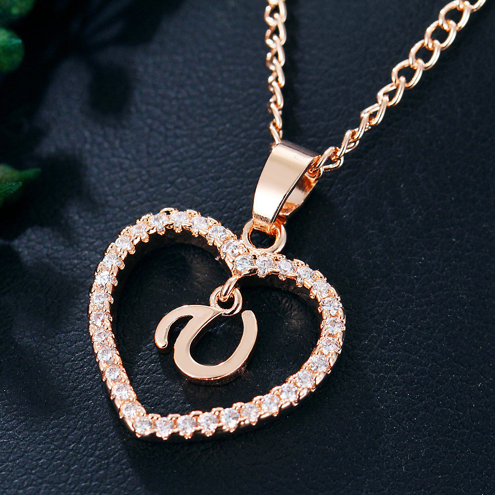 26 Letters Heart-Shaped Pendant Necklace