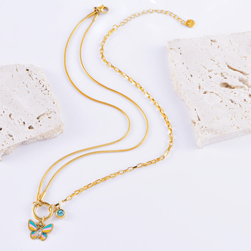 Vacation Style Colorful Butterfly Necklace & Bracelet Set