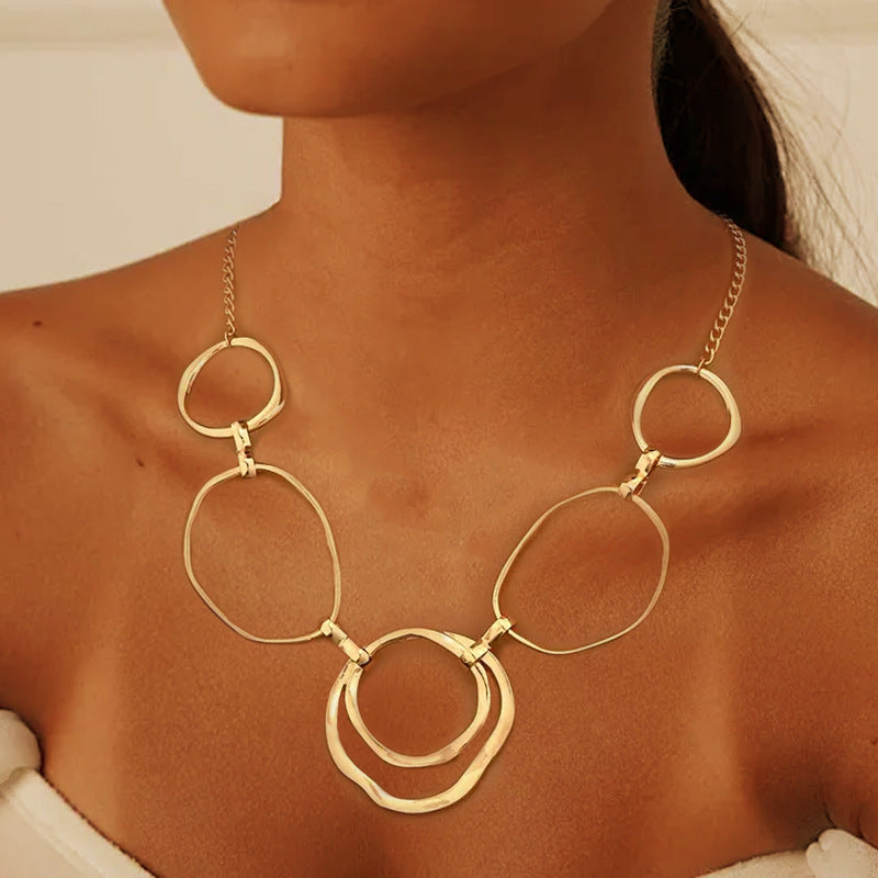 Hollow Round Irregular Pendant Necklace