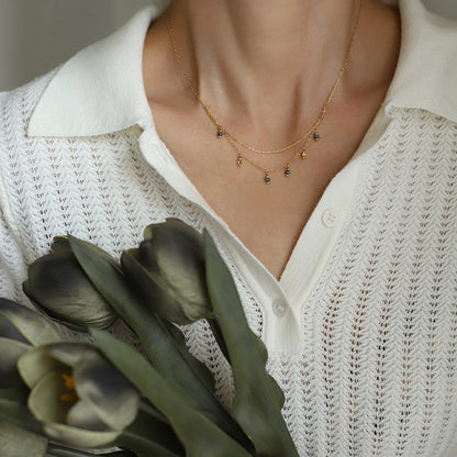 Antique Blue Beads Handmade Pendant Necklace