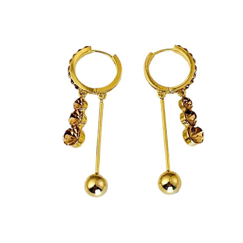 Purple Zircon Tassel Earrings