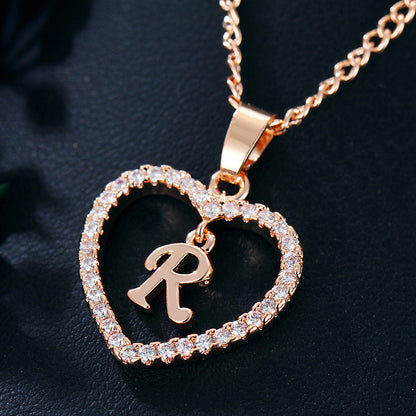 26 Letters Heart-Shaped Pendant Necklace